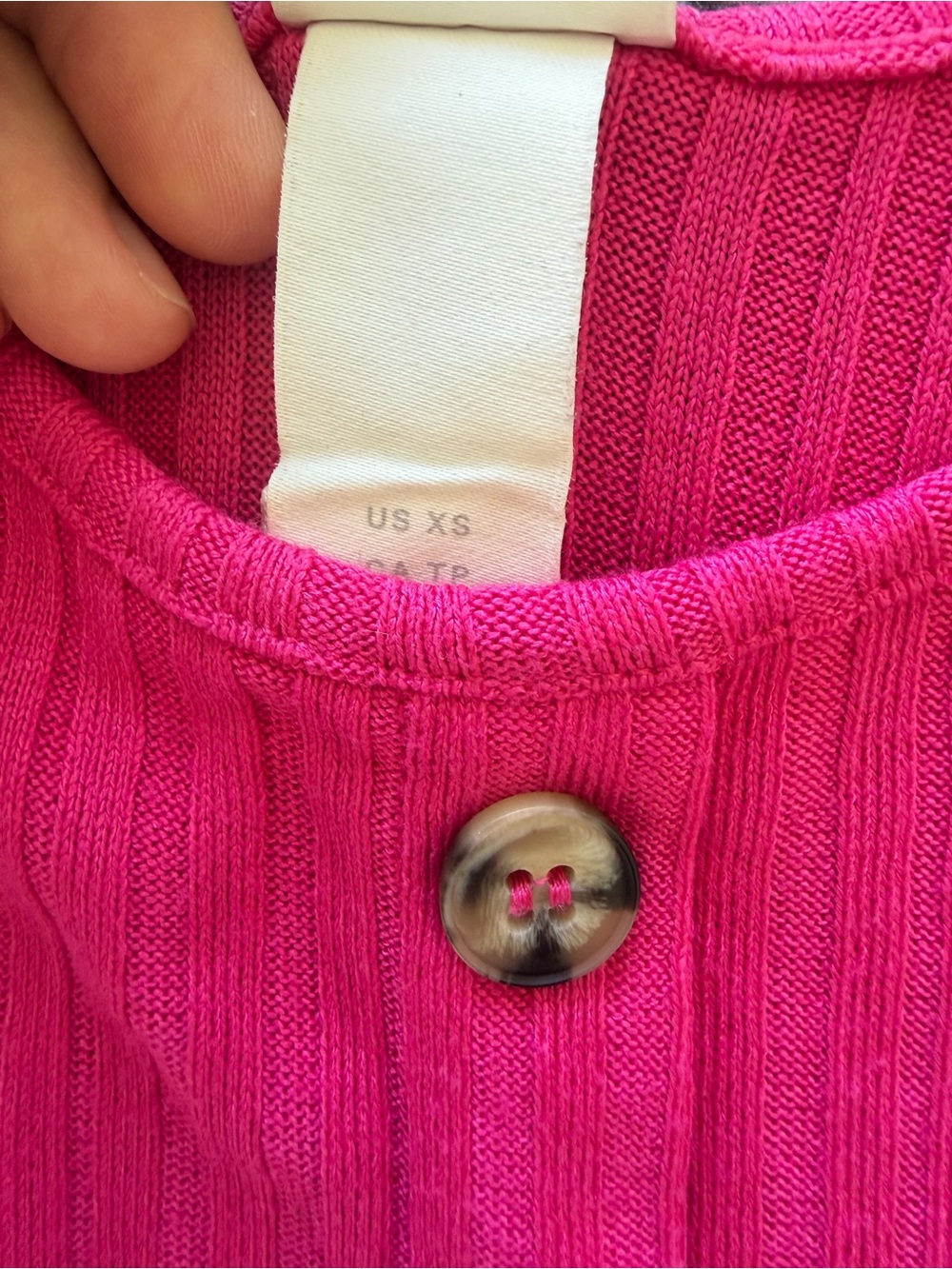 H&M Ribbed Button-Front Tank Top - Hot Pink - Picture 3 of 3